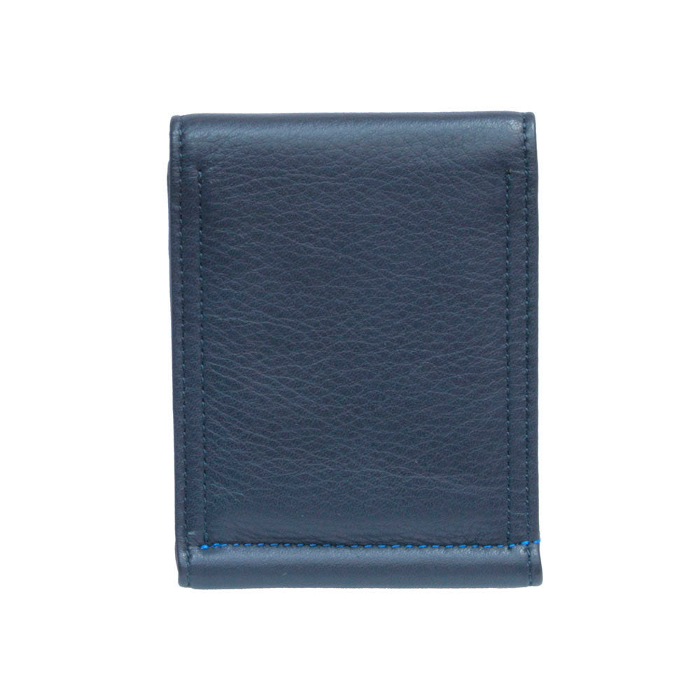 Navy leather flap money clip back view — Tony Perotti New Contatto 3595