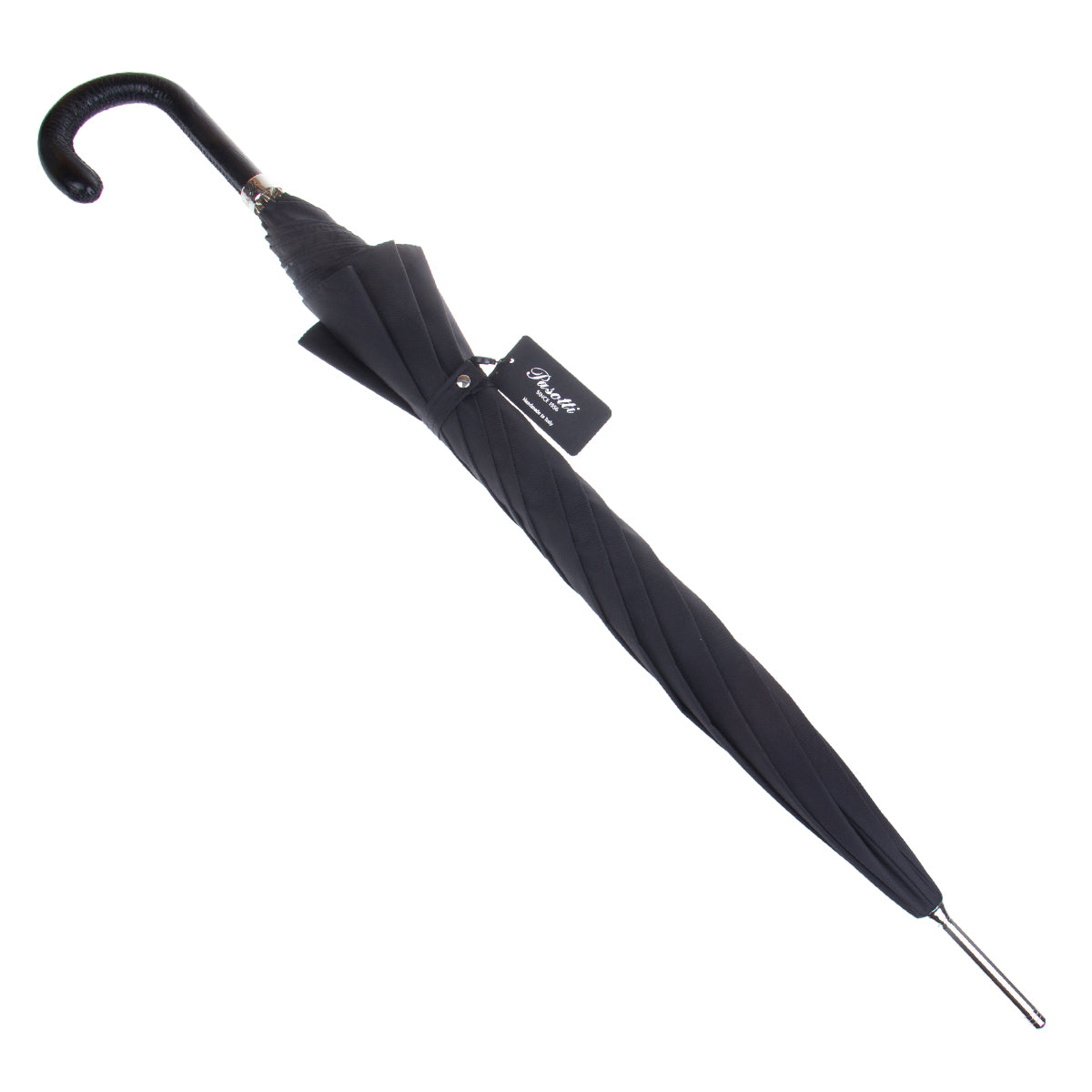 Pasotti black cane umbrella with branded tag — 478-OXFORD/11