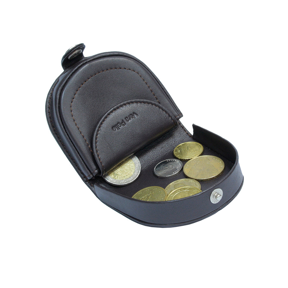 Tony Perotti Cortina 5070 opened — the body folded down into a tray with coins lying in a single layer (black colourway shown)