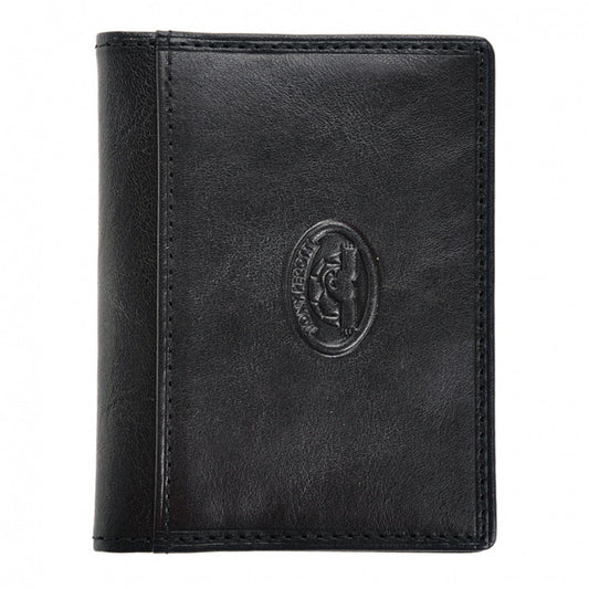 Tony Perotti Italico 1034N nero — the black leather card holder closed, front face with the hot-embossed Tony Perotti turtle