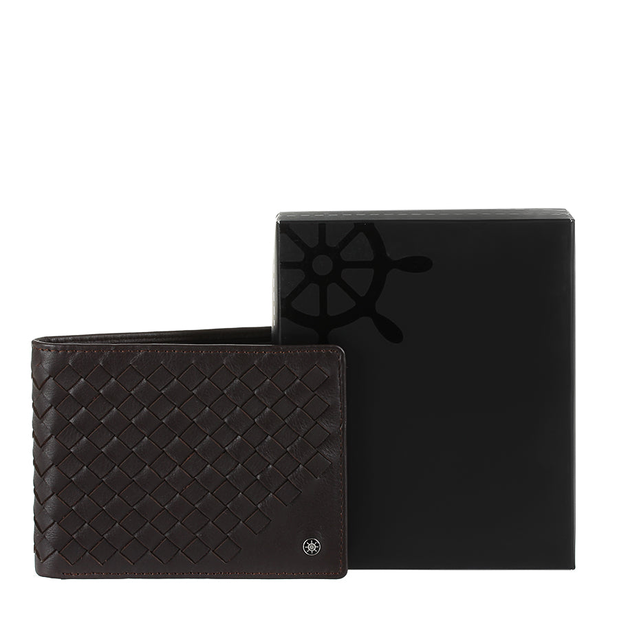 Tony Perotti Timone intrecciato 12013 moro dark brown woven leather wallet with black Timone gift box