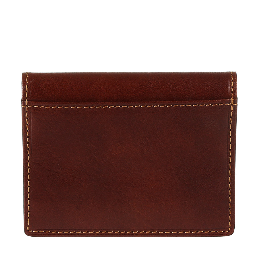 Cognac leather card holder back face with slip pocket — Tony Perotti Italico 1034 cognac