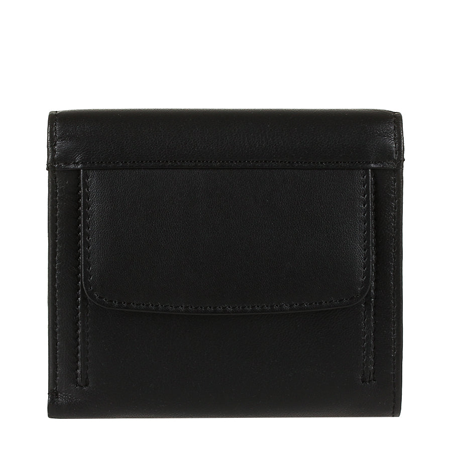 Black leather bifold wallet back coin pocket — Tony Perotti Cortina 5087