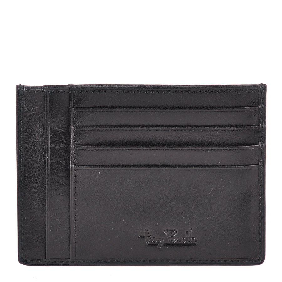Black leather card holder with card slots — Tony Perotti Italico 2171