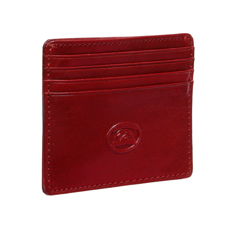 Red leather card holder with card slots — Tony Perotti Italico 2236
