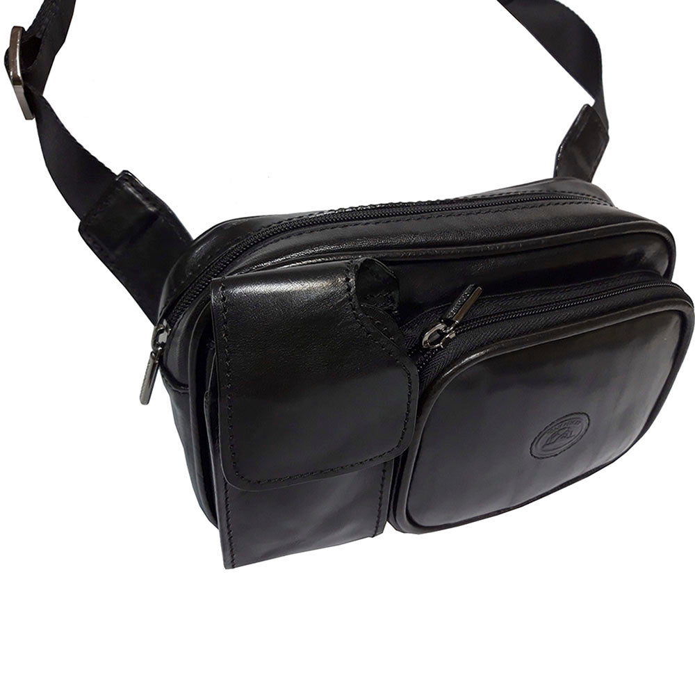 Front of the black Italico 8606 — glossy leather, stitching in the same tone and the dark silver hardware
