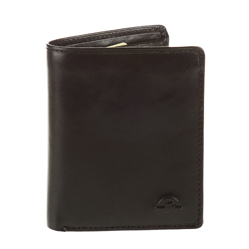 Tony Perotti Nevada 3774 nero vertical wallet in black leather with embossed turtle emblem