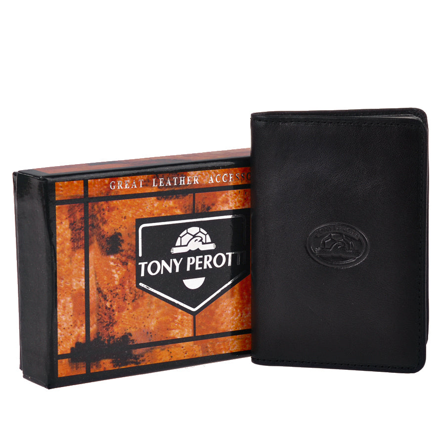 Black leather business card holder, handcrafted in Italy — Tony Perotti Italico 1007