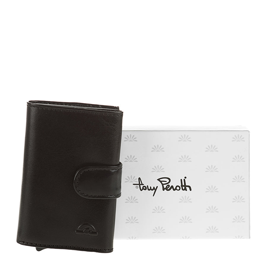 Tony Perotti Nevada 3768 nero black leather card holder with Tony Perotti gift box