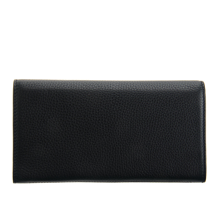 Back of the black Tony Perotti New Contatto 3435 flap wallet in fine pebbled calf leather