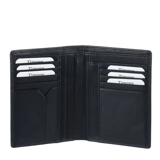 Open Tony Perotti Timone intrecciato 12050 navy wallet with card slots on both halves and vertical pockets