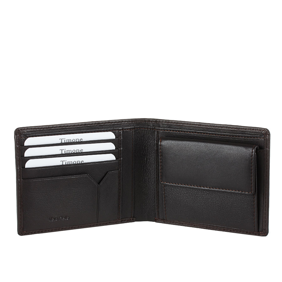 Open Tony Perotti Timone intrecciato 12013 moro wallet with card slots, Vera Pelle deboss and snap coin pocket