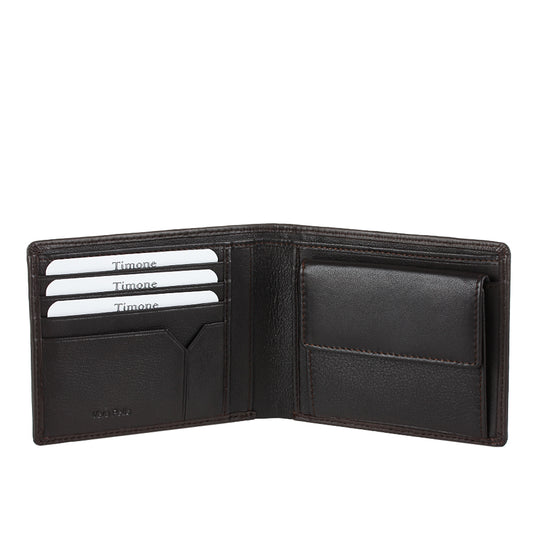 Open Tony Perotti Timone intrecciato 12013 moro wallet with card slots, Vera Pelle deboss and snap coin pocket