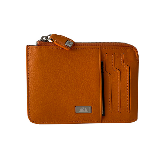 Tony Perotti Contatto 3825N-13.5 arancio orange leather card holder — front view