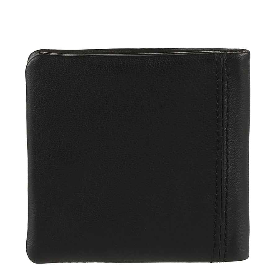 Back of the black Tony Perotti Cortina 5080 nero coin pouch — plain calf leather with edge stitching