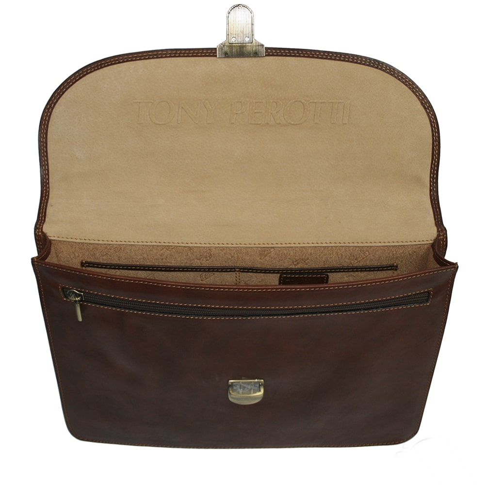 Briefcase men's leather brown Tony Perotti Italico 8091 moro