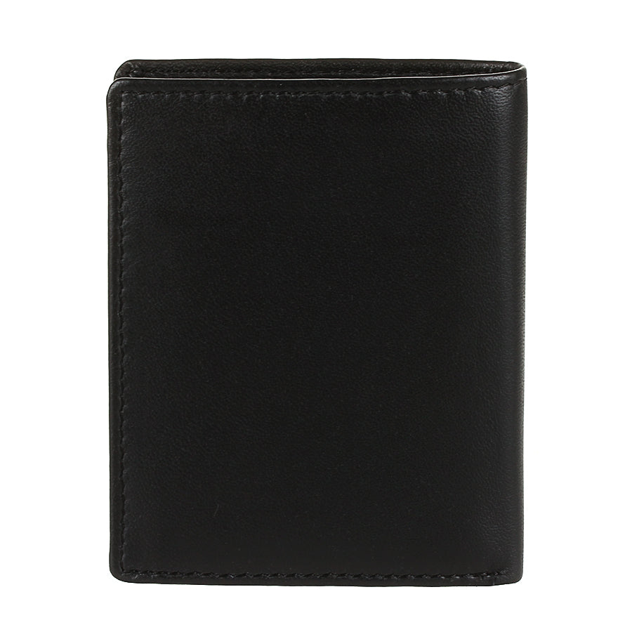 Back of the black Tony Perotti Cortina 5088 nero card wallet — plain calf leather panel