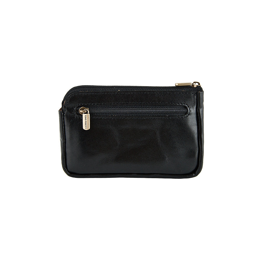 Black leather key case zip pocket — Tony Perotti Italico 1940 nero
