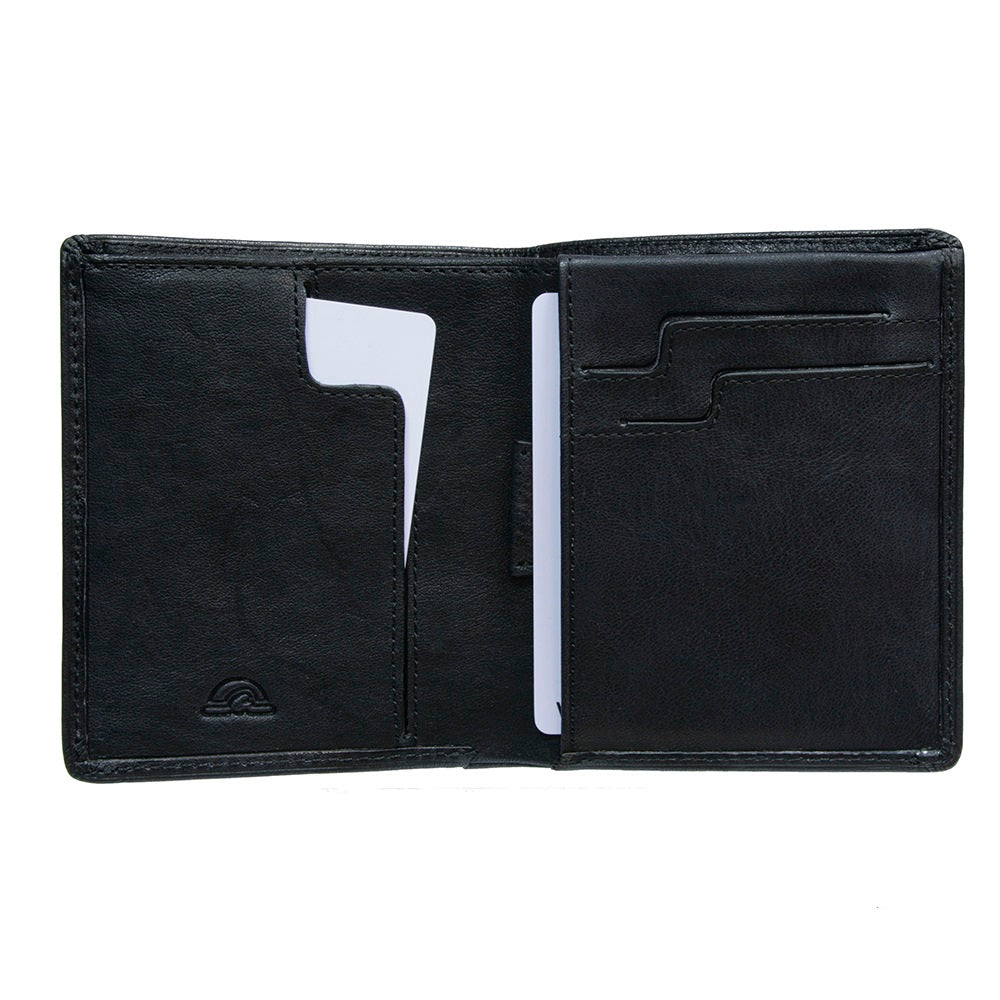 Open Tony Perotti Varsavia 3480 nero wallet with vertical card slots, stepped slots and turtle emblem
