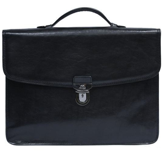 Briefcase men's leather black Tony Perotti Italico 8091 nero