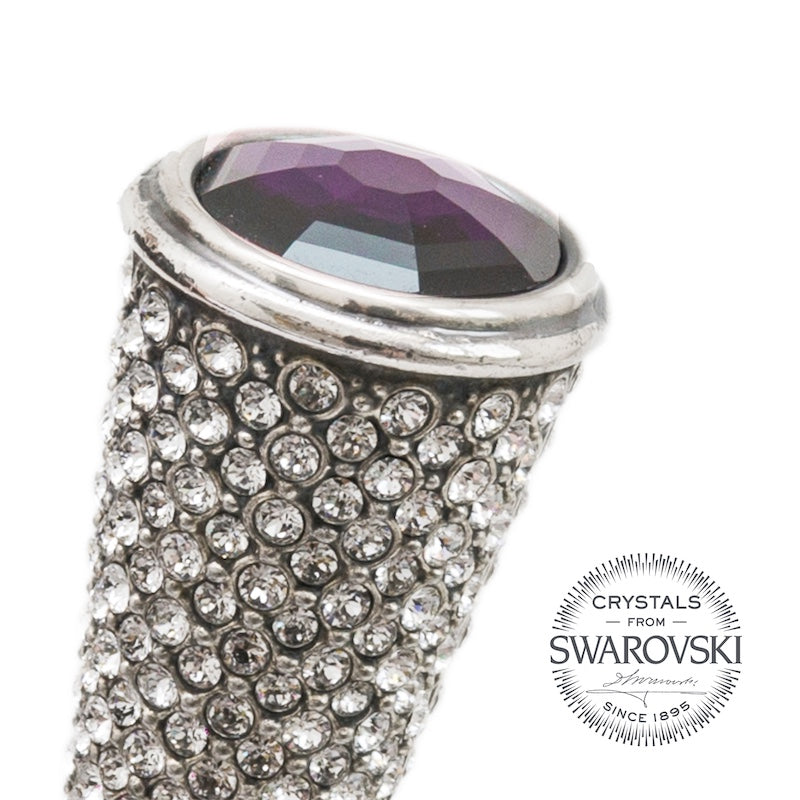 Handle top decorated with Swarovski crystals, macro close-up