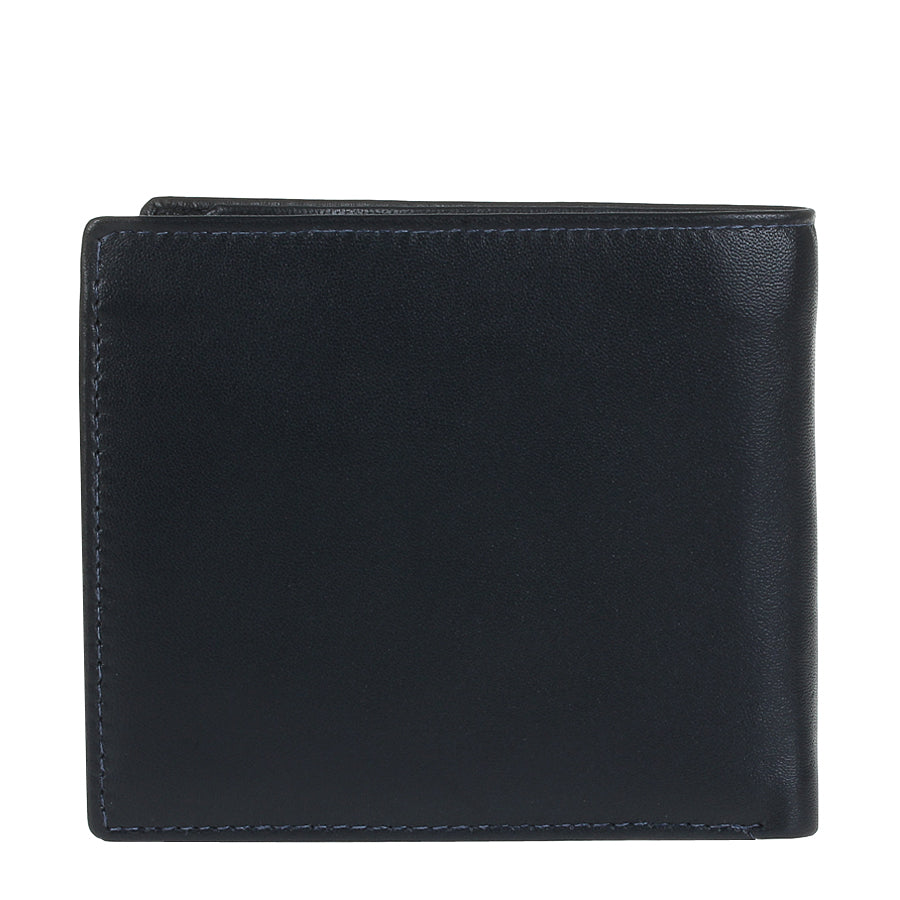 Navy Cortina 5047 bifold wallet, three-quarter view