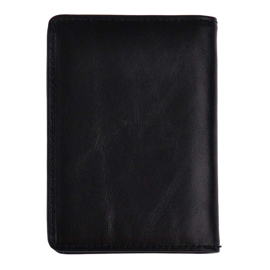 Black leather business card holder with clear card sleeves — Tony Perotti Italico 1007 nero