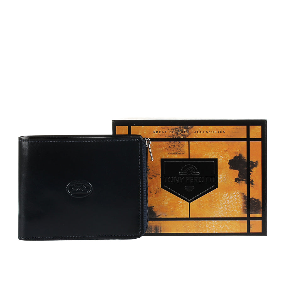 Tony Perotti Italico 3645 navy leather wallet with Tony Perotti gift box