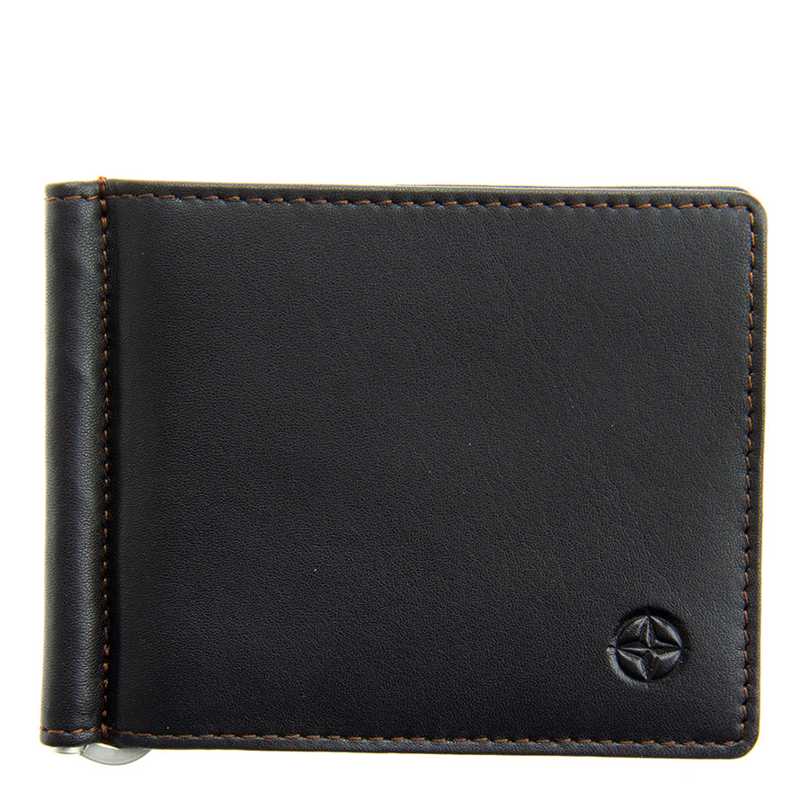 Tony Perotti dark brown calf leather money clip wallet — Cortina 5000 moro