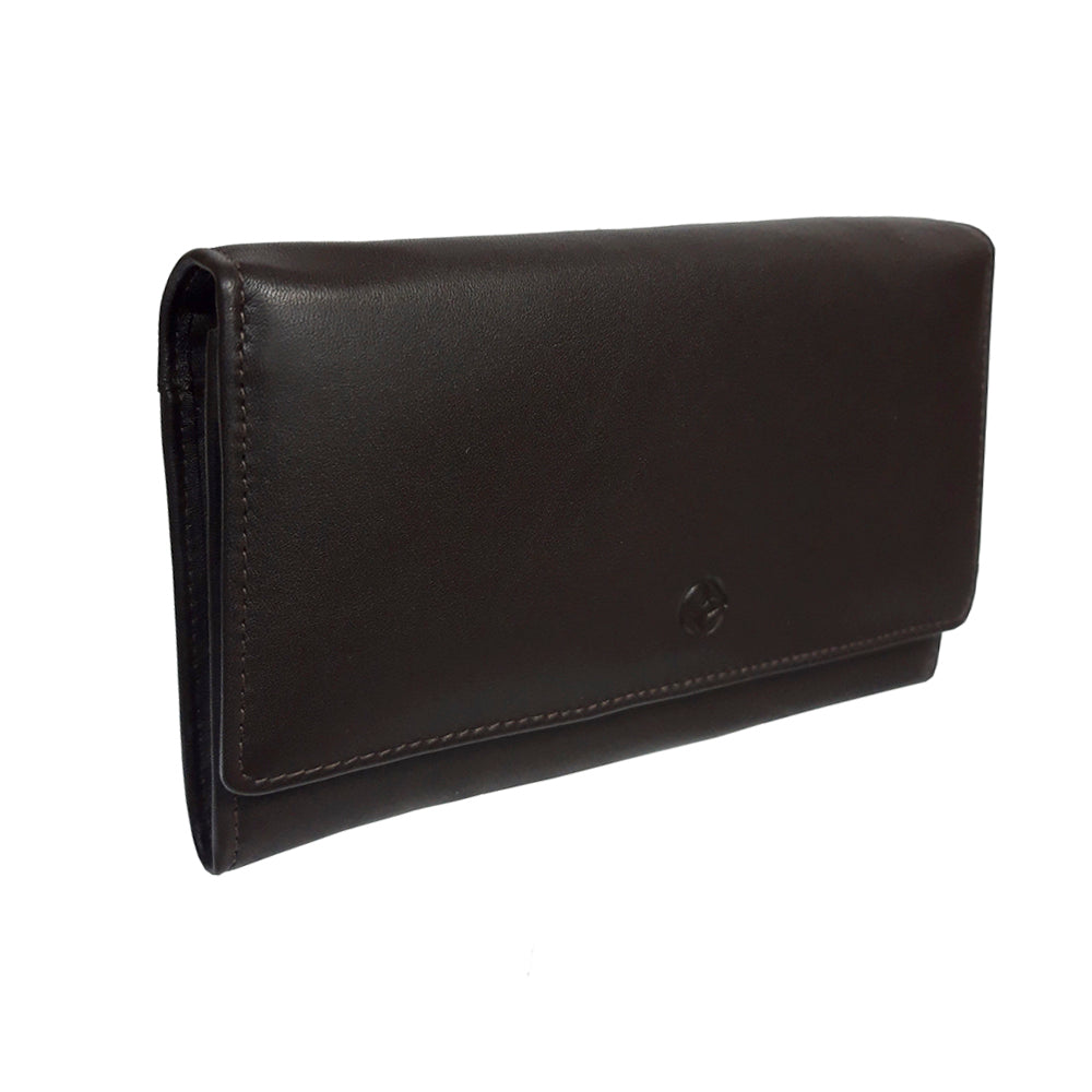 Back of the dark brown Cortina 5008 flap wallet in calf leather