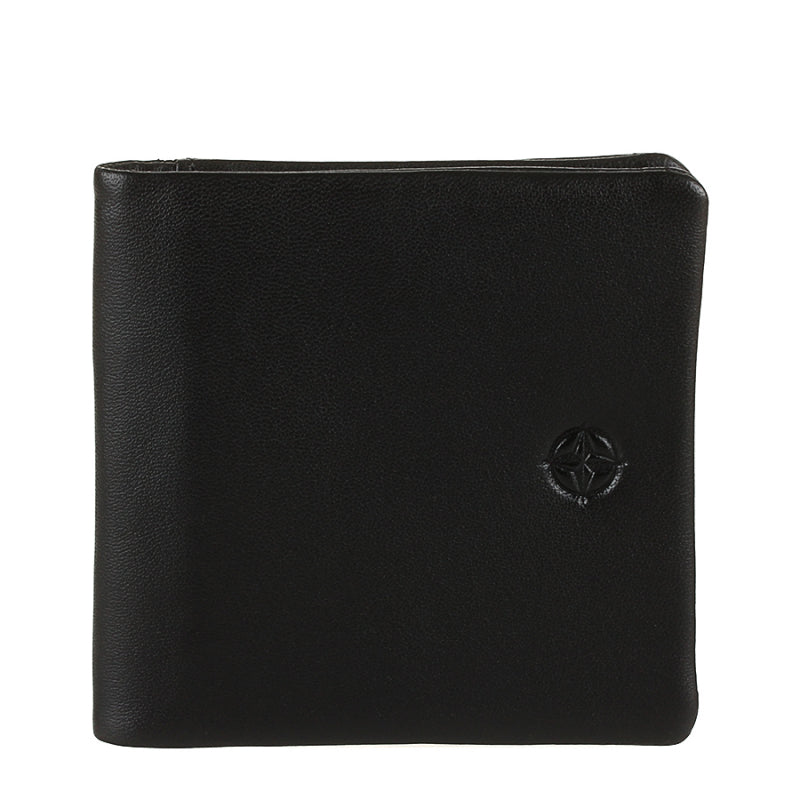 Black leather coin pouch Tony Perotti Cortina 5080 nero — front with the embossed compass rose emblem