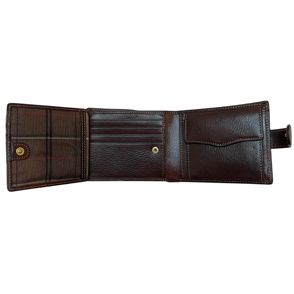 Italico 3341A-Q moro wallet with the card flip opened — check lining and 3 card slots