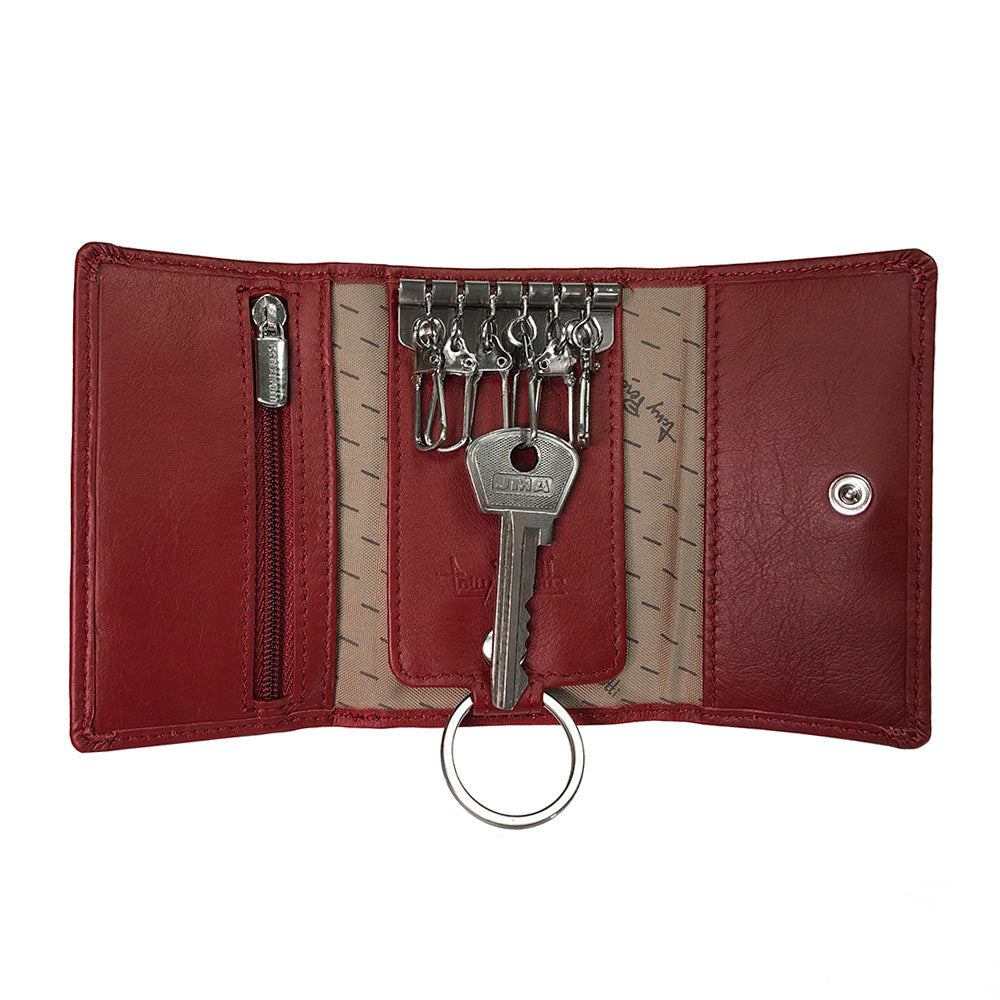 Tony Perotti New Rainbow 1117 rosso — opened with a key on one of the six snap hooks, the zip pocket on the left and the beige brand-print lining