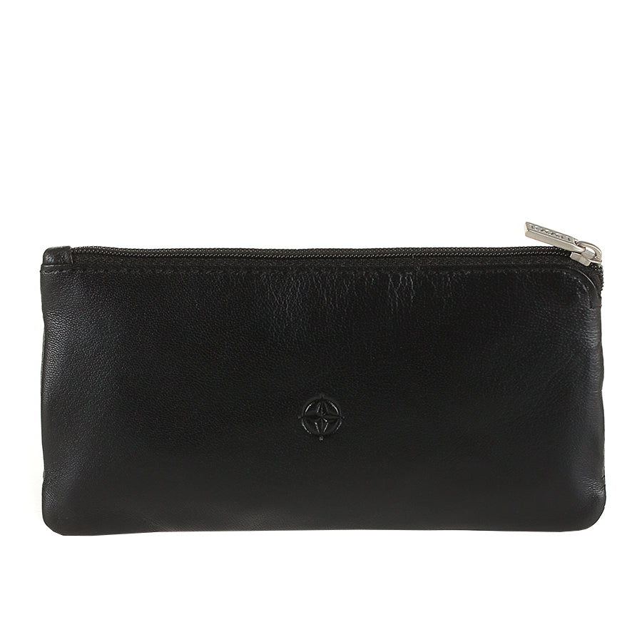 Tony Perotti Cortina 5021 nero — grained black calf leather, compass rose embossed in the centre of the front panel