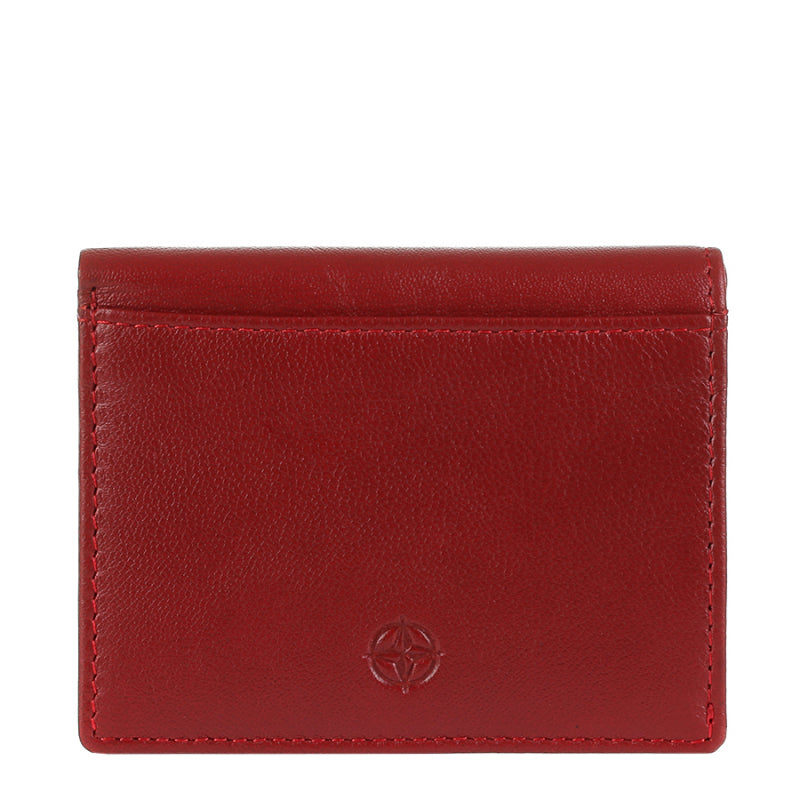 Tony Perotti Cortina 5045 rosso — the red leather card wallet closed, front face with the embossed compass rose