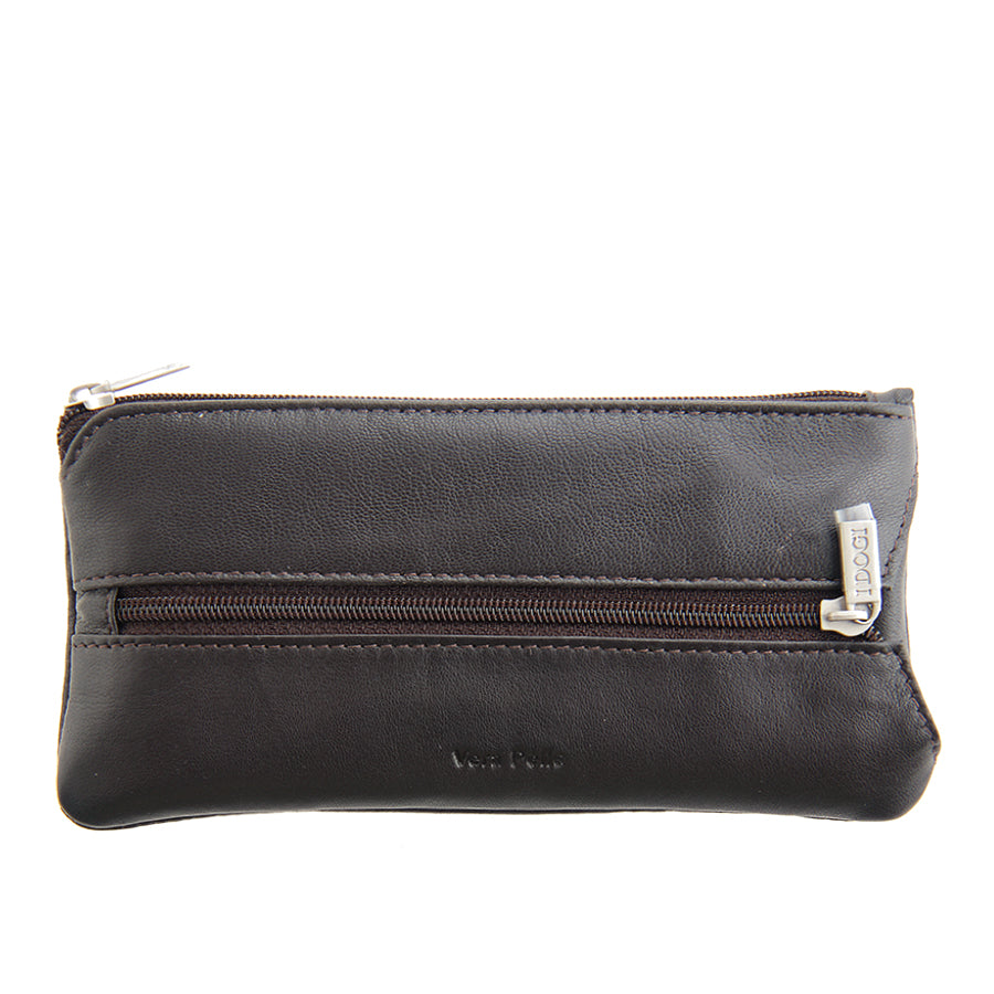 Tony Perotti Cortina 5021 moro — back panel with the second zip pocket, «Vera Pelle» embossed below and the silver «I DOGI» zip pull