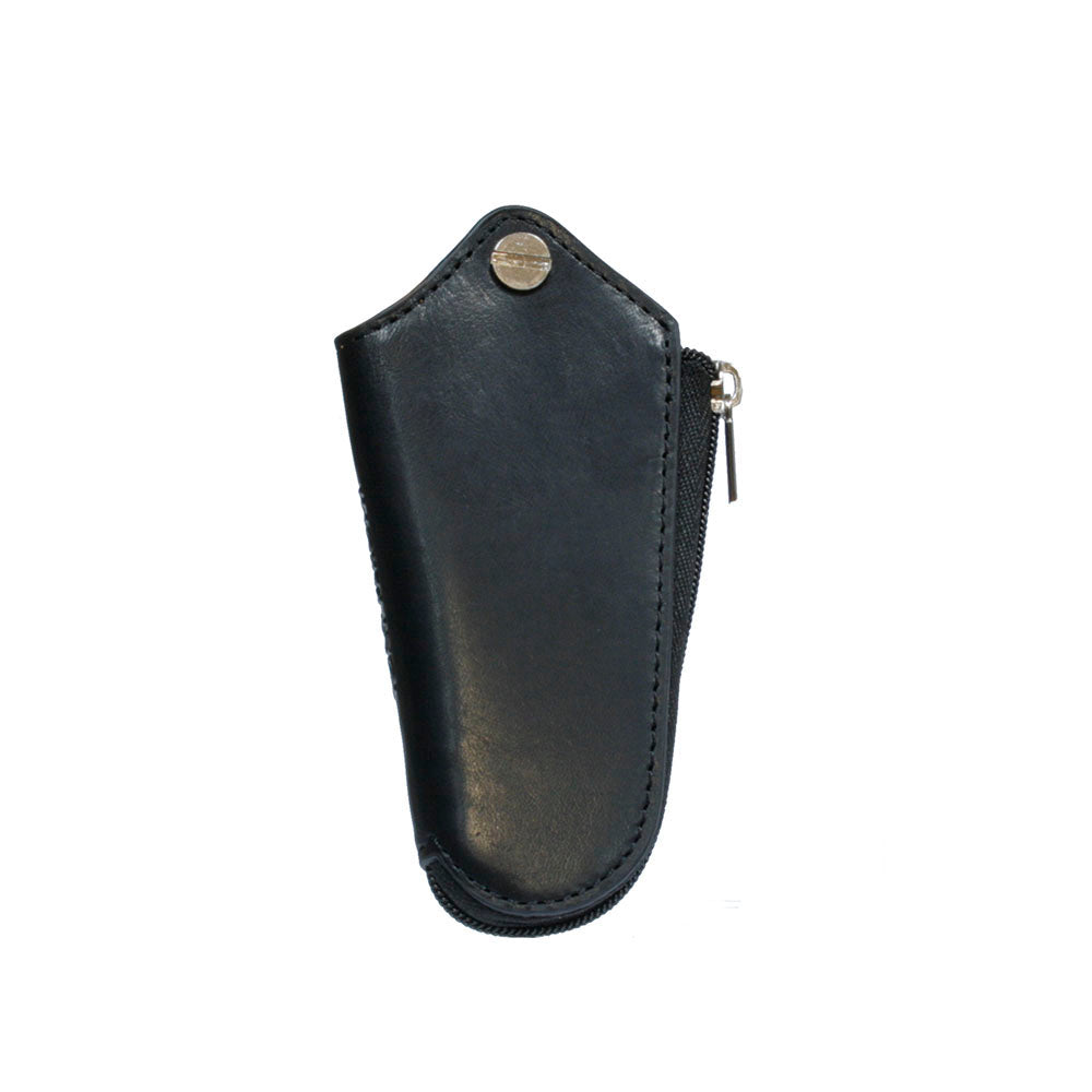 Tony Perotti Nevada 2694 nero — black leather key sheath closed, the screw post at the top and the zip running down the side