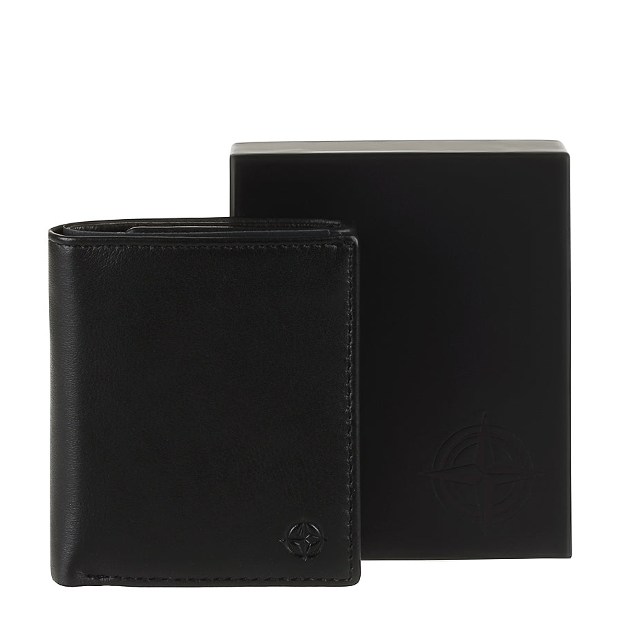 Black leather slim bifold wallet handcrafted in Italy — Tony Perotti Cortina 5089