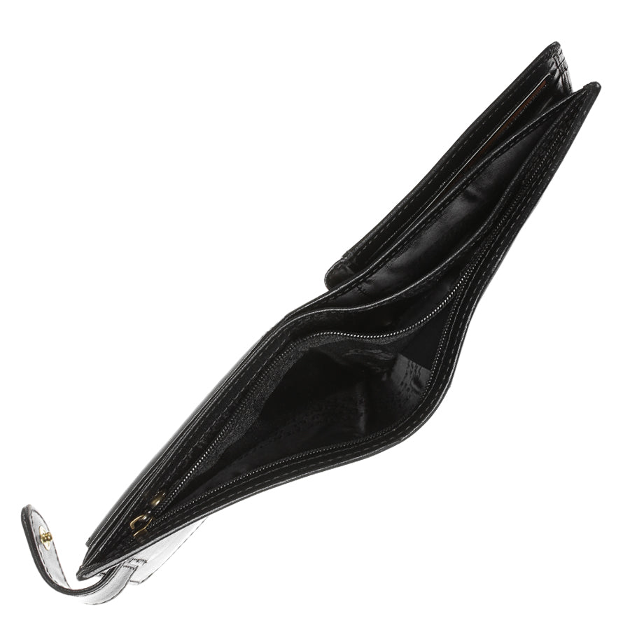 Black leather bifold wallet with snap closure — Tony Perotti Italico 2117