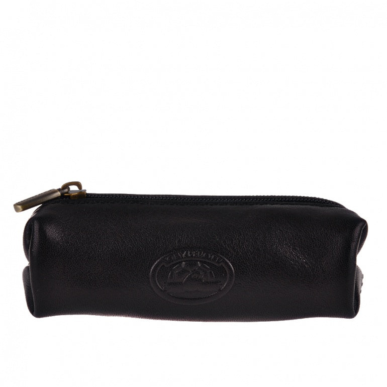 Tony Perotti black bull leather key case with carabiner — Italico 109 nero