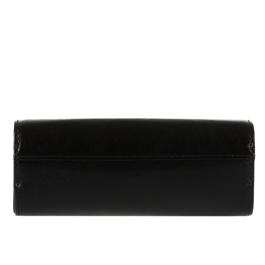 Back of the black Tony Perotti Italico 1290 nero glasses case with four corner rivets and tonal stitching