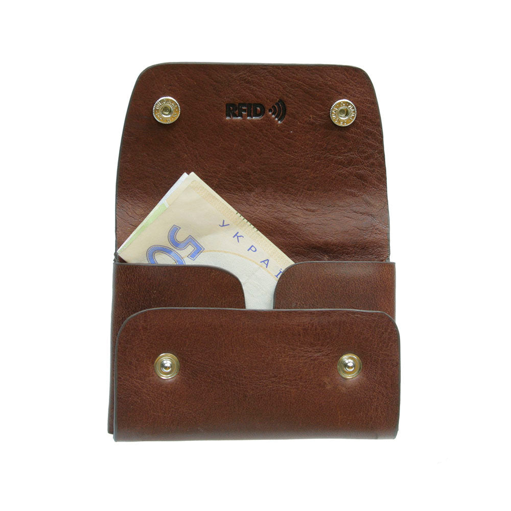 Tony Perotti Nevada 3740+RFID moro card holder with a folded banknote inside