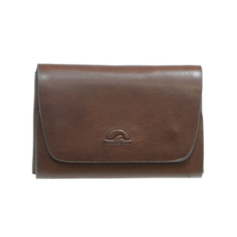 Dark brown leather RFID card holder with flap Tony Perotti Nevada 3740+RFID moro — embossed turtle emblem