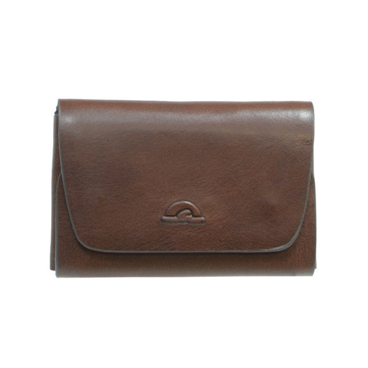 Dark brown leather RFID card holder with flap Tony Perotti Nevada 3740+RFID moro — embossed turtle emblem