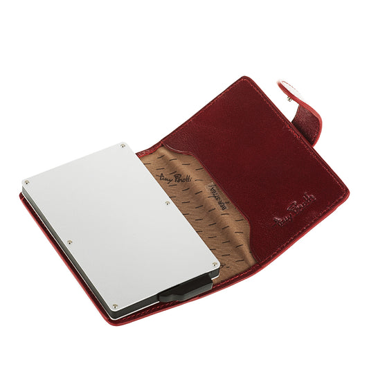 Tony Perotti Nevada 3776 rosso — open, with the metal pop-up case and the cards fanned out