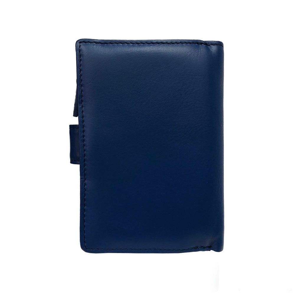 Blue leather wallet on a white background