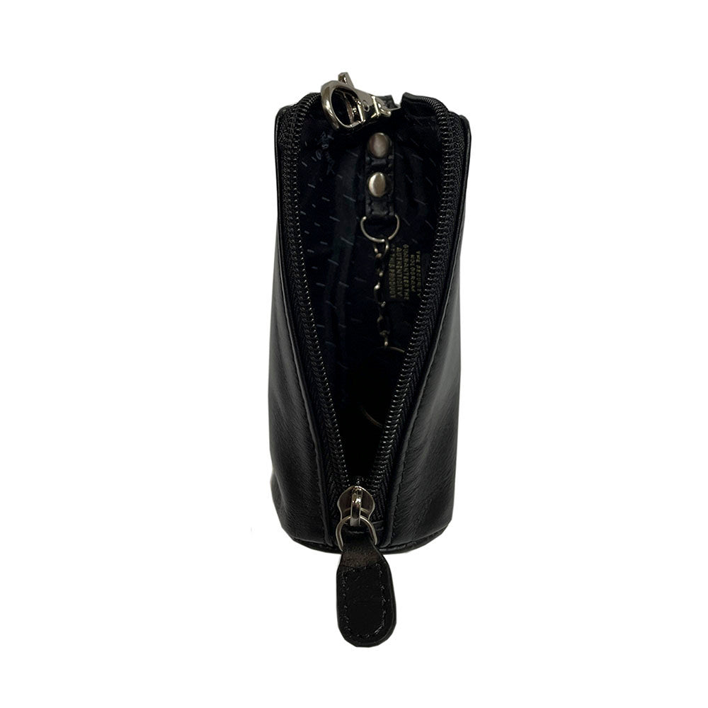 Tony Perotti New Rainbow 4025 nero — opened: the black lining with a grey brand print, the sewn-in authenticity tag and the ring on a chain inside