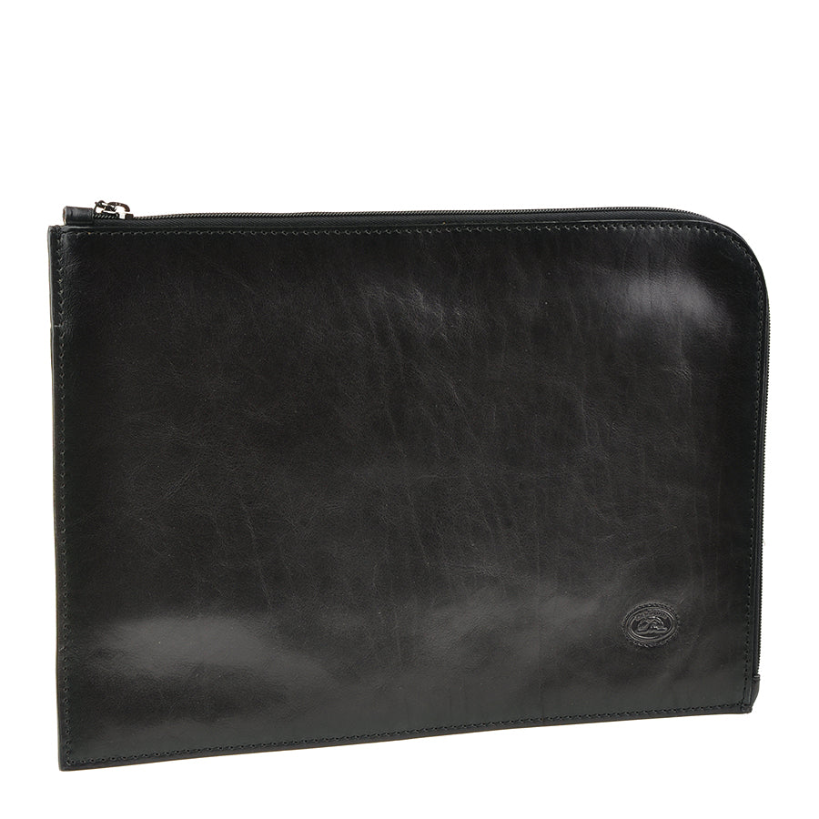 Angled view of the black Italico 8017L — slim flat body and dark silver zip pull
