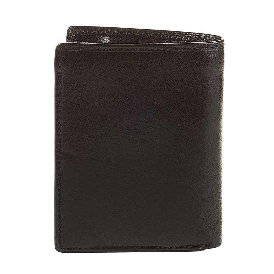 Back of the Tony Perotti Nevada 3549 nero black leather wallet with tonal black stitching