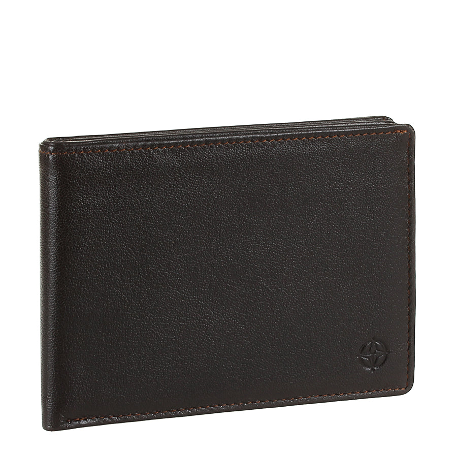 Dark brown leather bifold wallet card slots detail — Tony Perotti Cortina 5085